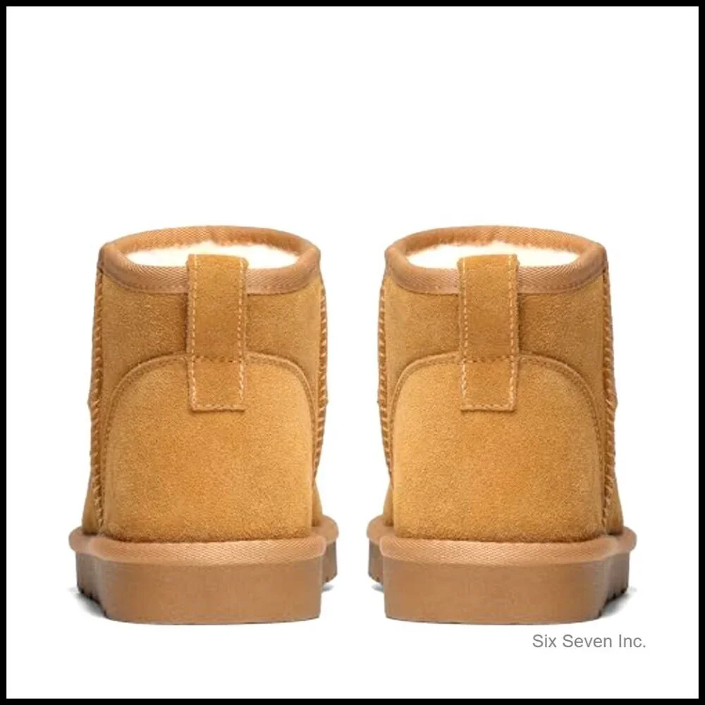 Men's Winter Boots Cozy Suede Leather Outdoor Casual Warm Fuzzy Classic Short